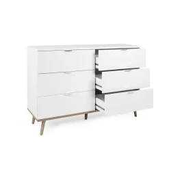Commode blanche 6 tiroirs style scandinave ALVA