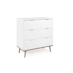 Commode blanche 3 tiroirs style scandinave ALVA