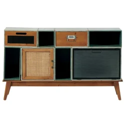 Commode bleue/verte 2 tiroirs 2 portes 4 niches LAMPHUN
