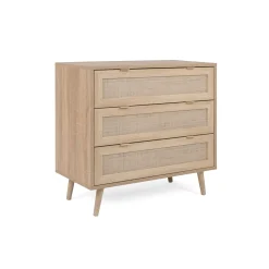 Commode bohème 3 tiroirs effet rotin SONA