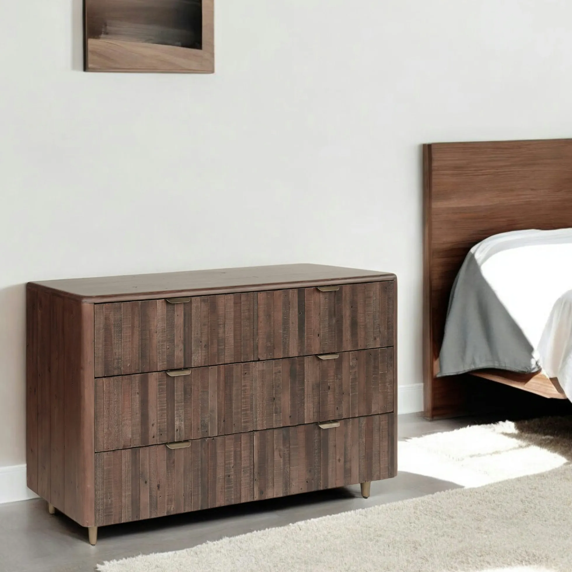Commode bois recyclé brun 6 tiroirs QUEENSTOWN