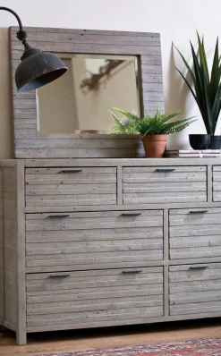 Commode bois recyclé grisé 7 tiroirs SIENNE