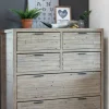 Commode bois recyclé grisé 6 tiroirs SIENNE