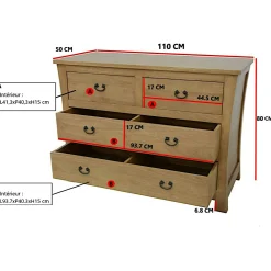 Commode chambre bois massif style exotique MAORI