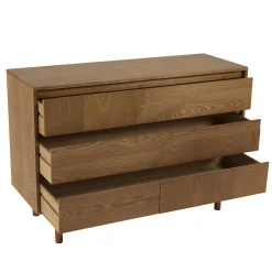 Commode couleur naturelle 3 tiroirs décor motif arrondi CORIA