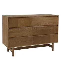 Commode couleur naturelle 3 tiroirs décor motif arrondi CORIA