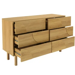 Commode couleur naturelle 6 tiroirs décor motif arrondi ELTON