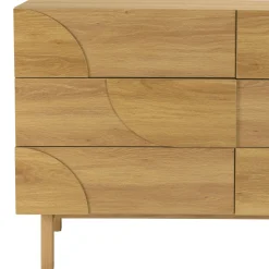 Commode couleur naturelle 6 tiroirs décor motif arrondi ELTON