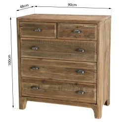Commode de chambre en bois de pin recyclé DENVER