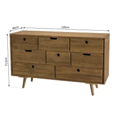 Commode de chambre en bois de sapin 8 tiroirs LIMA