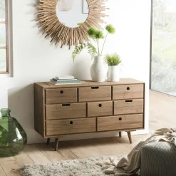Commode de chambre en bois de sapin 8 tiroirs LIMA