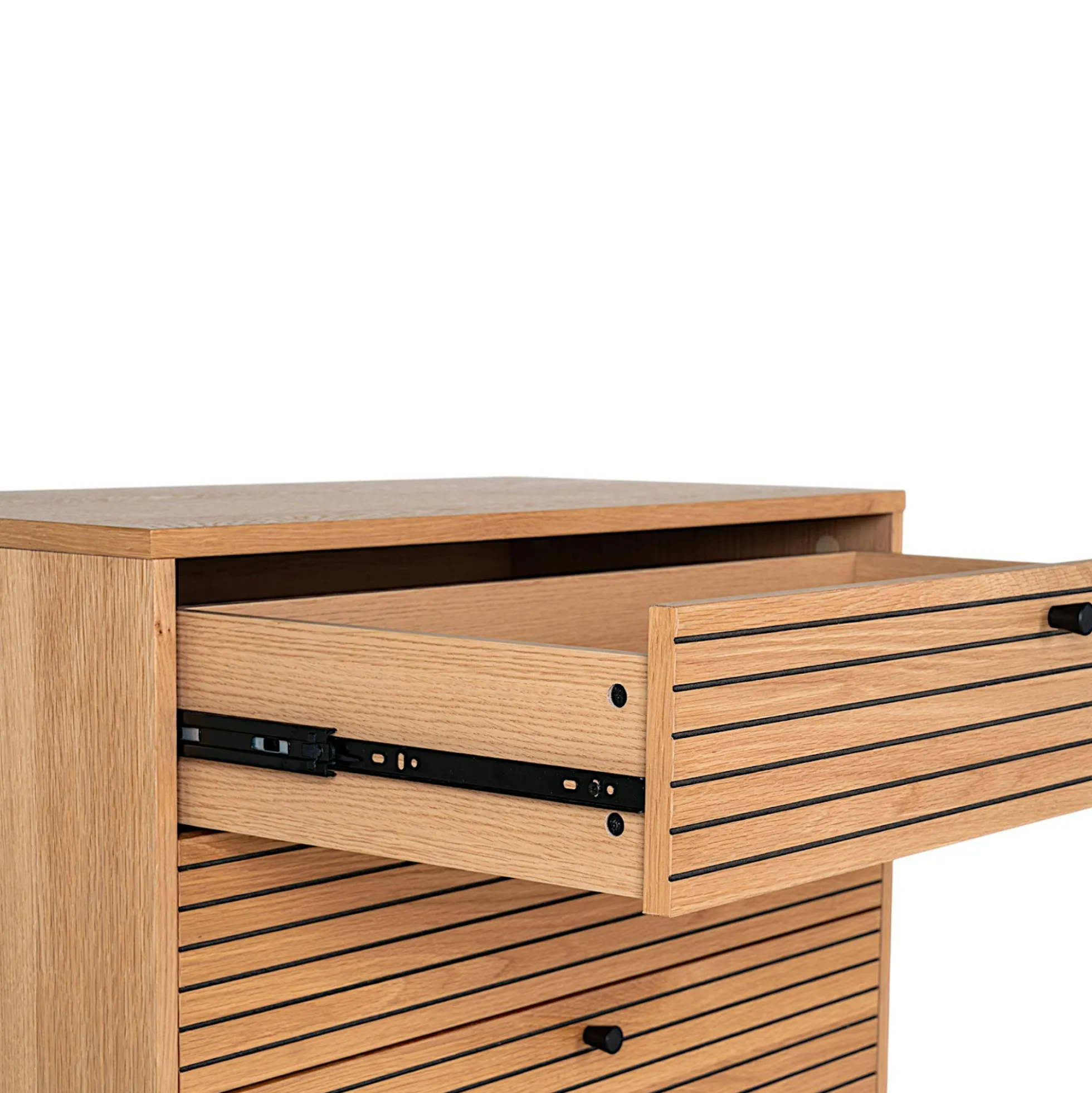 Commode d'entrée 4 tiroirs effet rainuré ASSENS