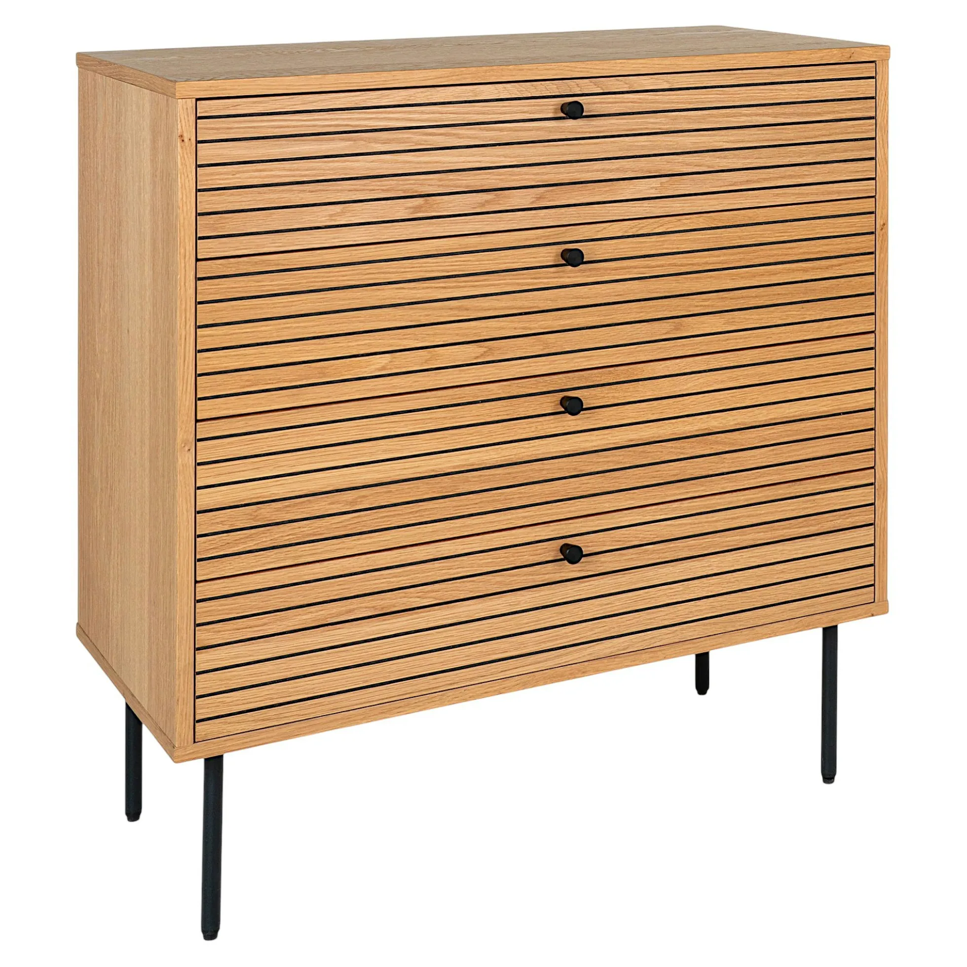 Commode d'entrée 4 tiroirs effet rainuré ASSENS