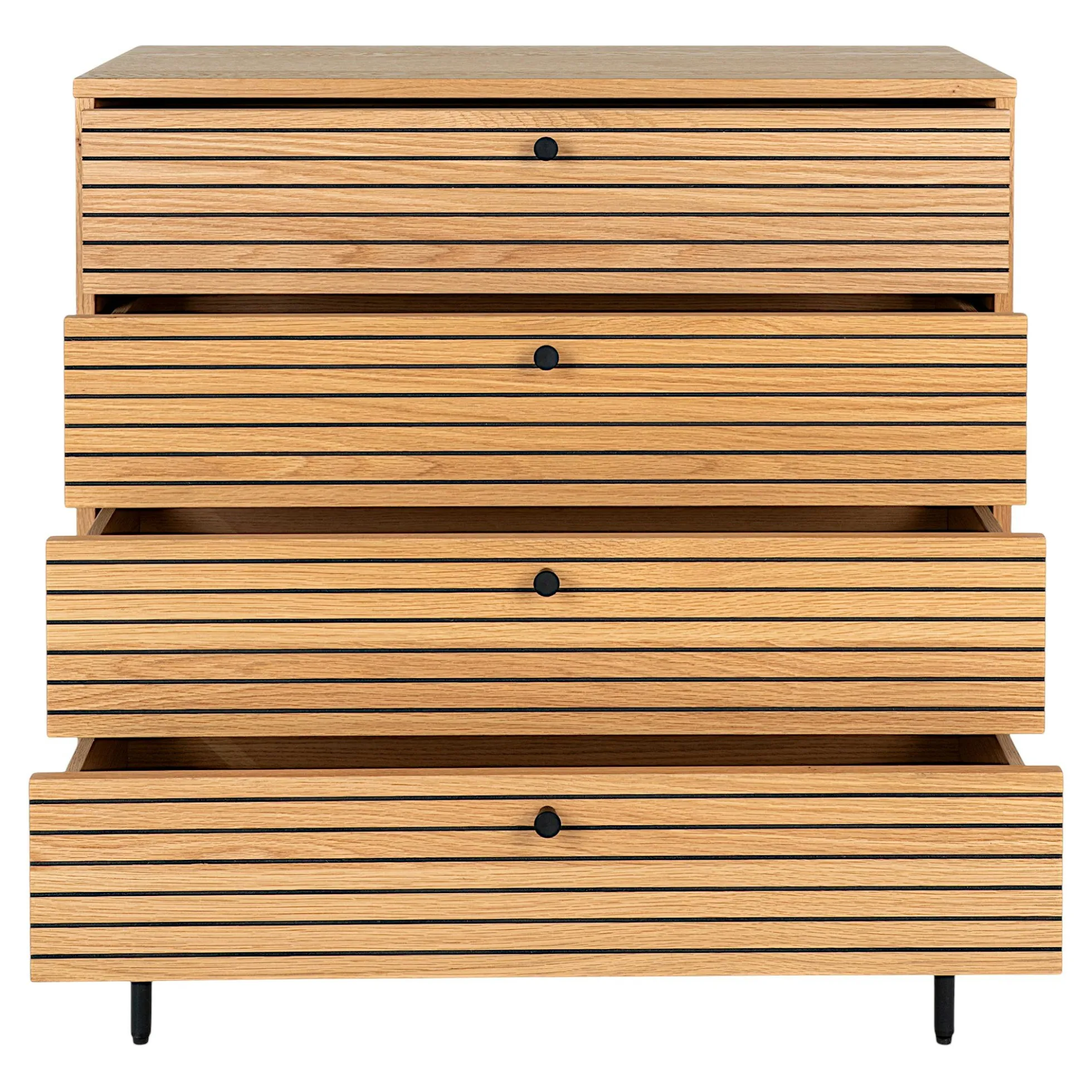 Commode d'entrée 4 tiroirs effet rainuré ASSENS