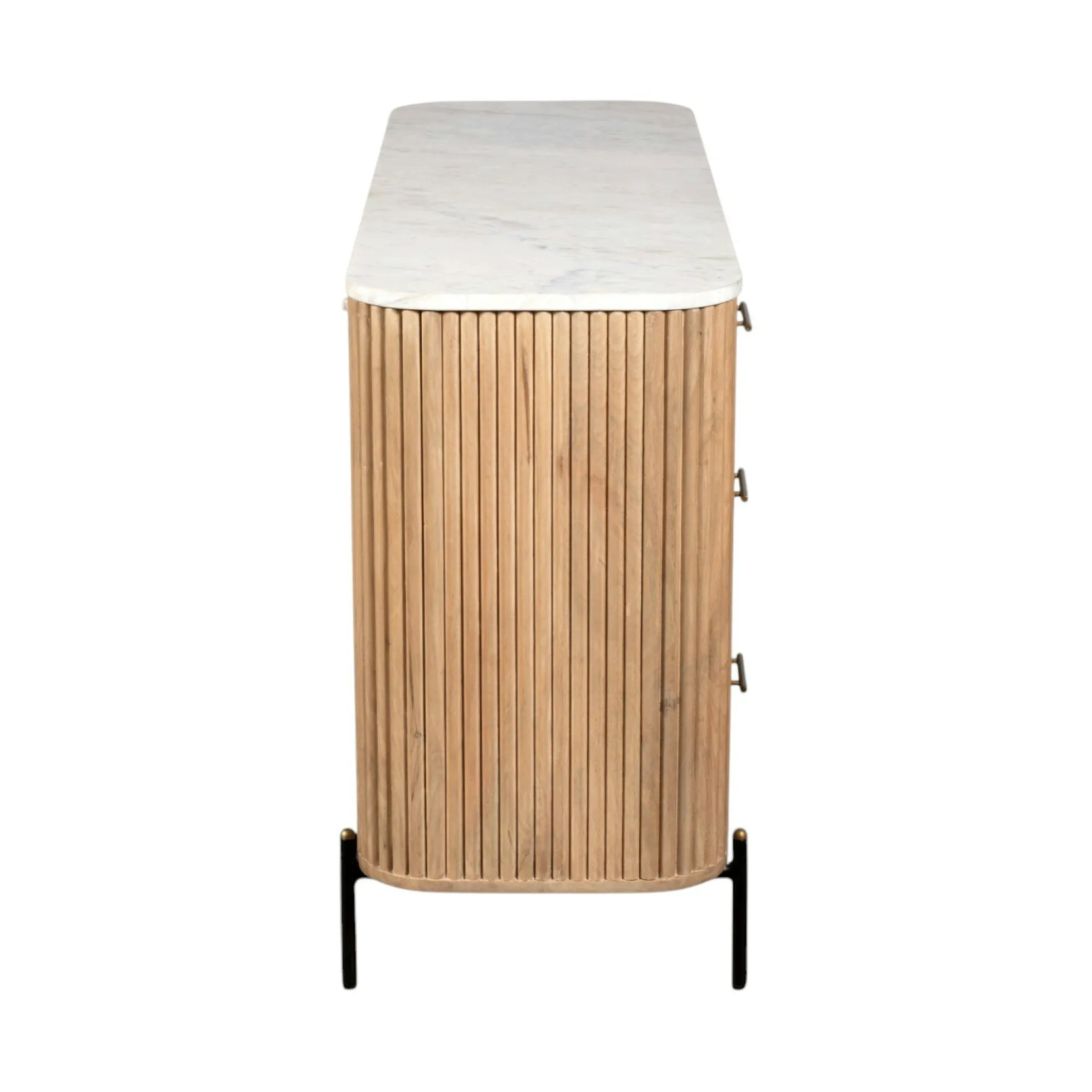 Commode en bois de manguier et marbre 6 tiroirs MASSA