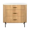 Commode en bois de manguier et marbre 3 tiroirs MASSA
