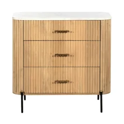 Commode en bois de manguier et marbre 3 tiroirs MASSA