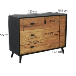 Commode en bois 3 tiroirs / 1 porte