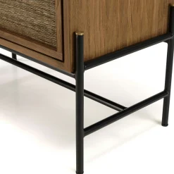 Commode en teck recyclé 3 tiroirs tressage coco SWING