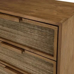 Commode en teck recyclé 3 tiroirs tressage coco SWING