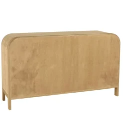 Commode forme arrondie en mindi et rotin naturel 2 tiroirs TIVARO