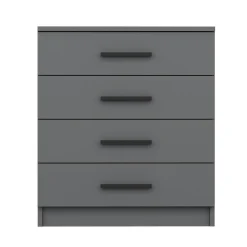 Commode grise moderne 4 tiroirs, poignées noires MARFA