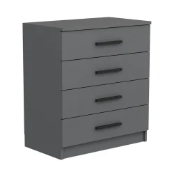 Commode grise moderne 4 tiroirs, poignées noires MARFA