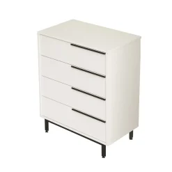 Commode haute blanche à détails noirs, 4 tiroirs JENA