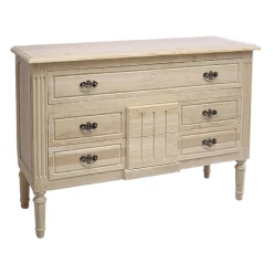 Commode Hévéa 3 tiroirs, effet 5 tiroirs, 112x40x80cm MAORI