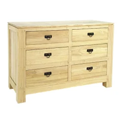 Commode Hévéa 6 tiroirs 115x48x80cm HELENA