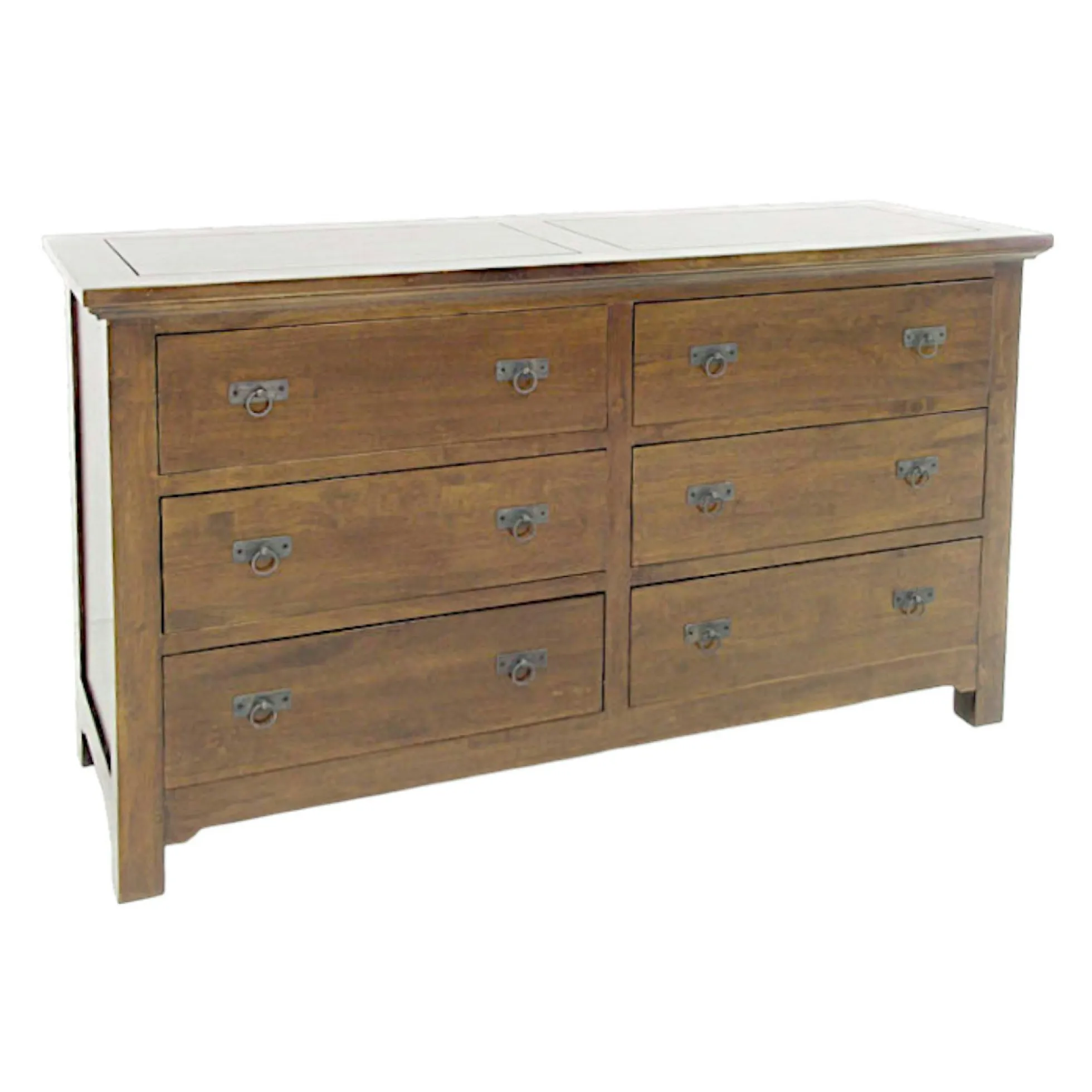 Commode Hévéa 6 tiroirs 150x50x85cm MAORI