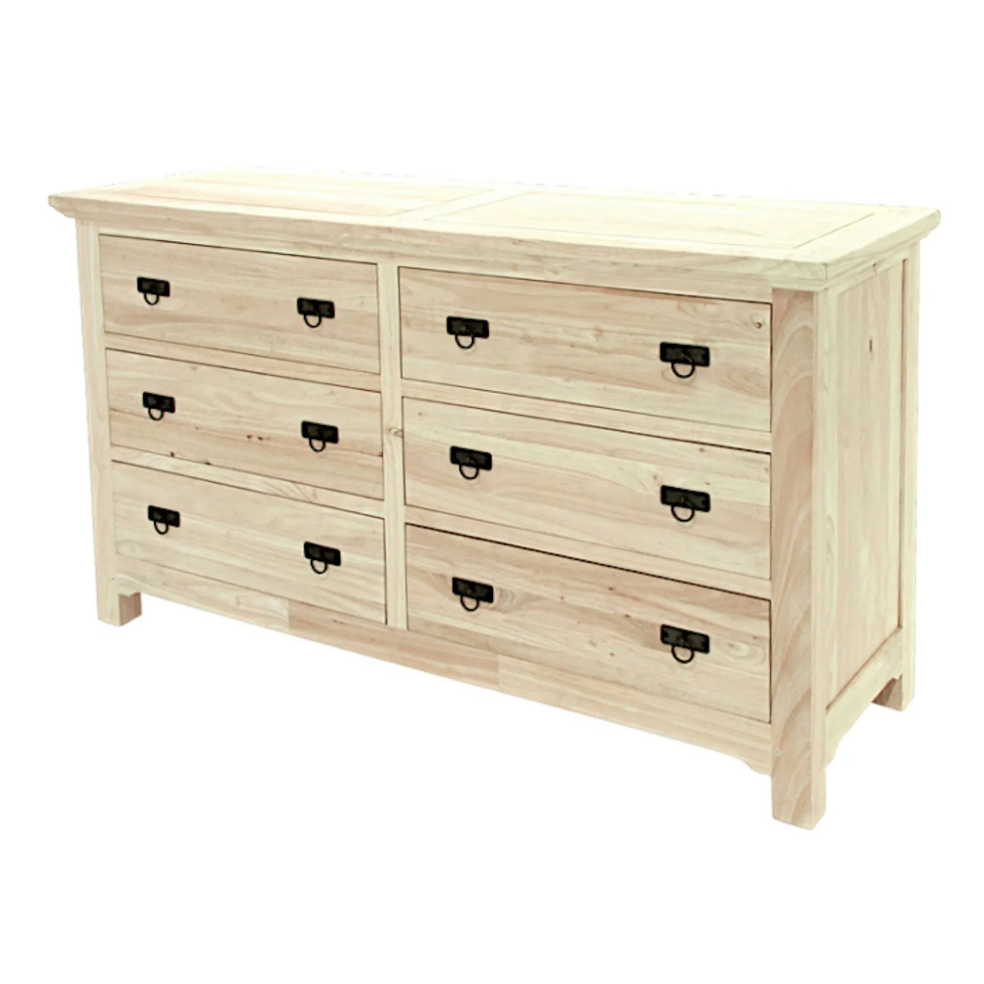 Commode Hévéa 6 tiroirs 150x50x85cm MAORI