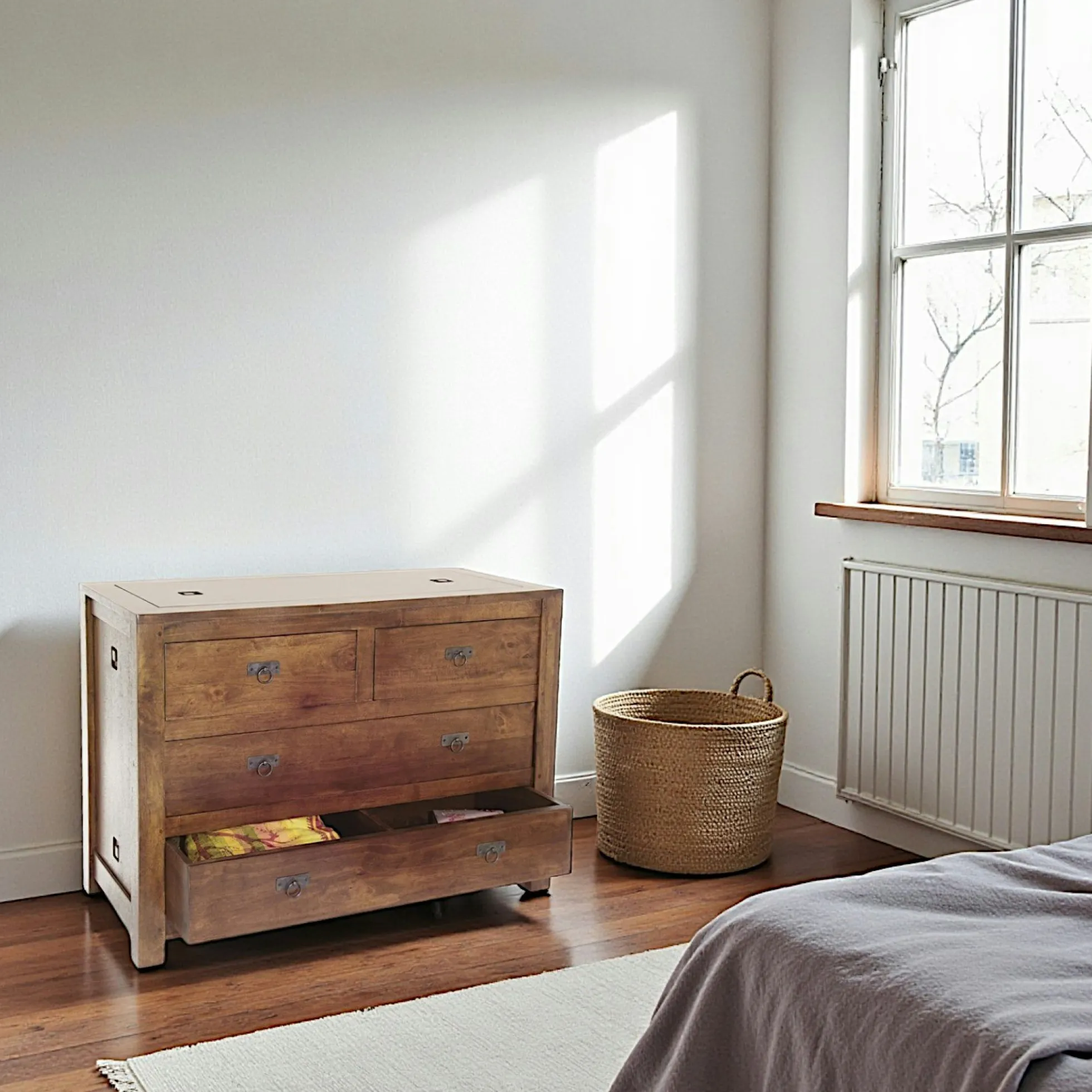 Commode Hévéa 4 tiroirs 110x50x80cm TESSA