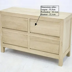 Commode moderne hévéa 4 tiroirs 130cm OLGA