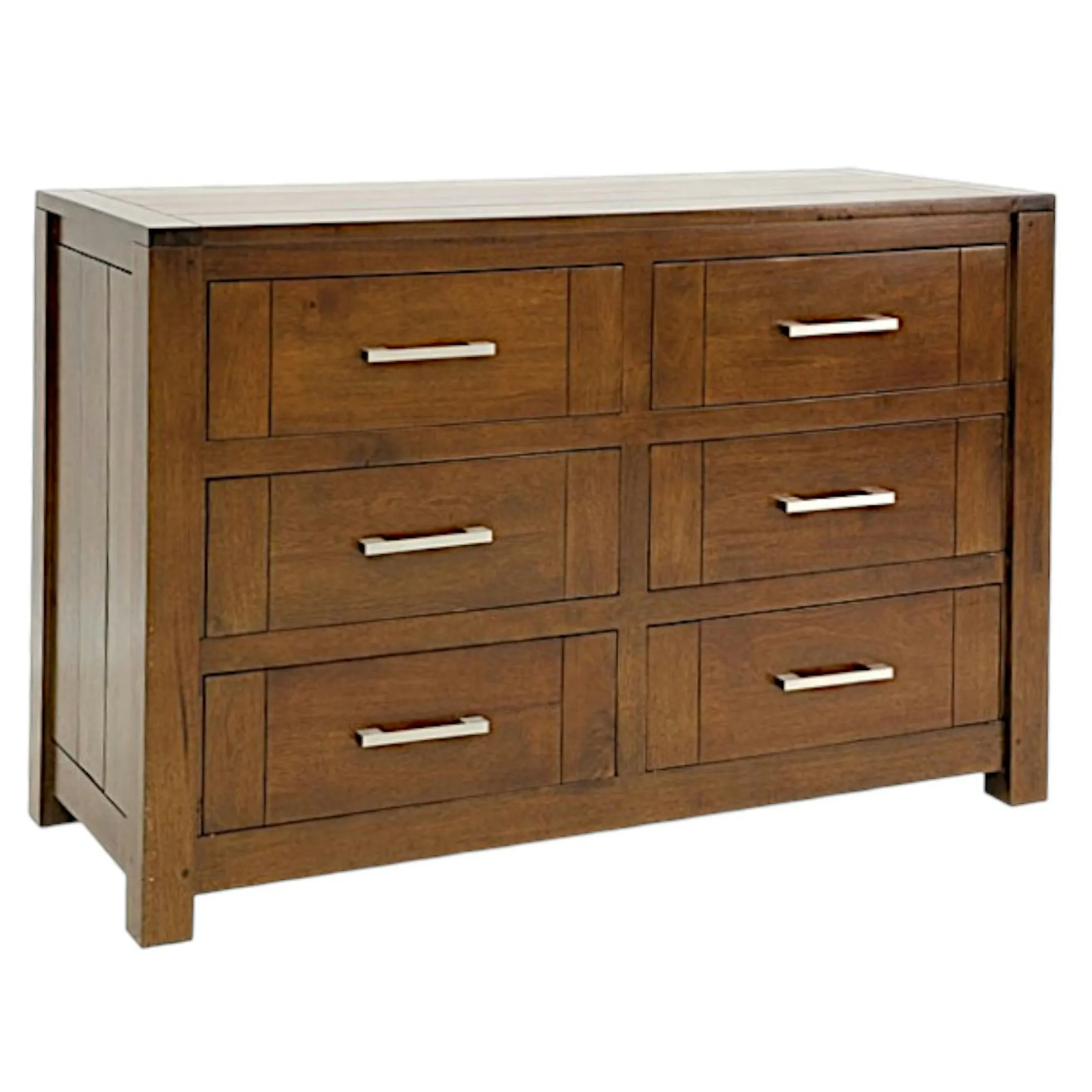 Commode moderne 6 tiroirs bois massif hévéa ATTAN