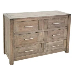 Commode moderne 6 tiroirs bois massif hévéa ATTAN
