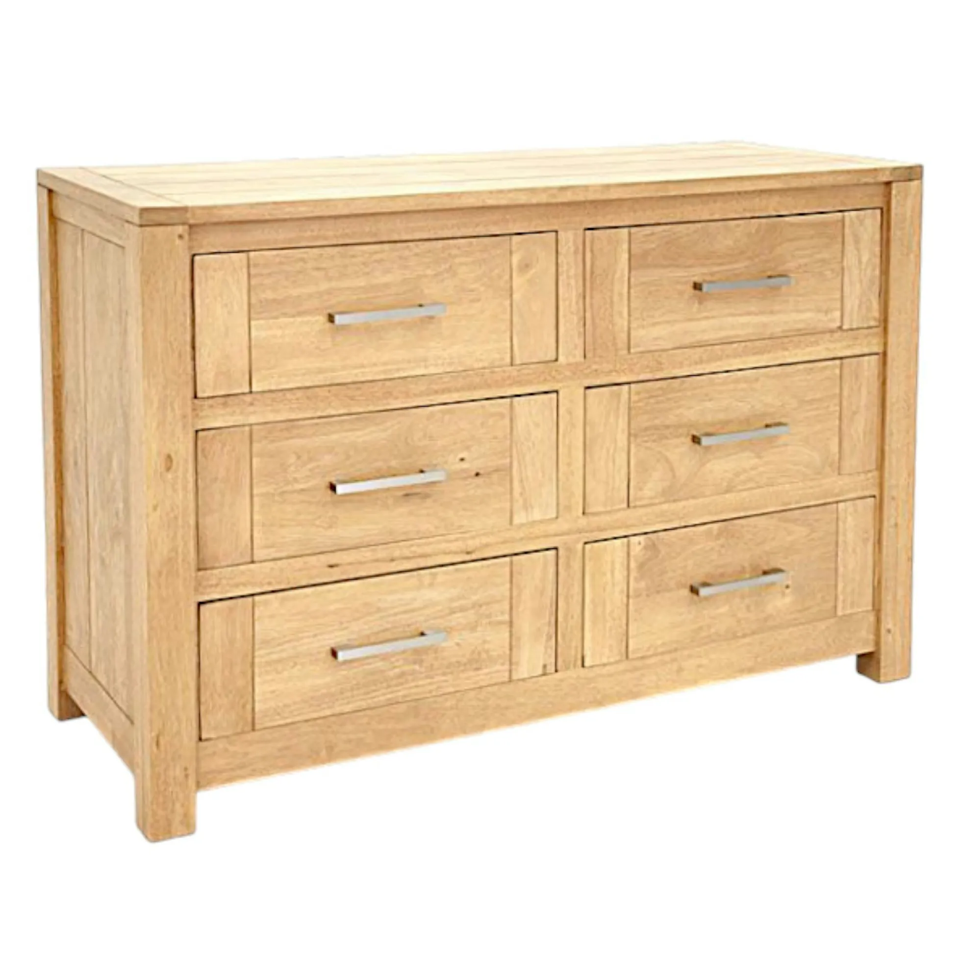 Commode moderne 6 tiroirs bois massif hévéa ATTAN