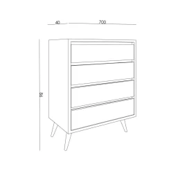 Commode moderne 4 tiroirs effet marbre, pieds noirs MARFA