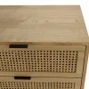 Commode 6 tiroirs bois clair et rotin pieds métal PALMA