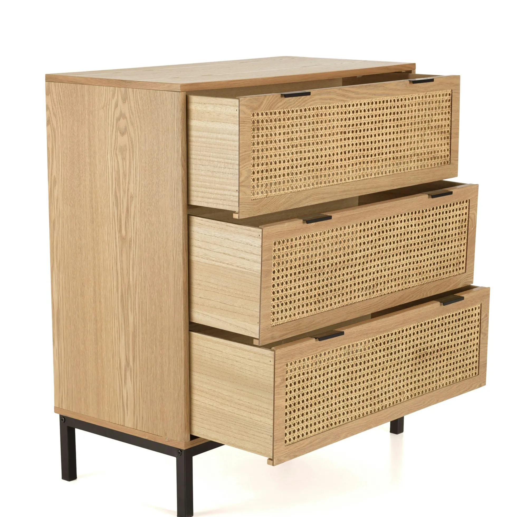 Commode 3 tiroirs cannage en rotin 80 cm PALMA