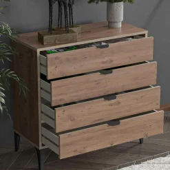 Commode 4 tiroirs décor pin moderne BYRON