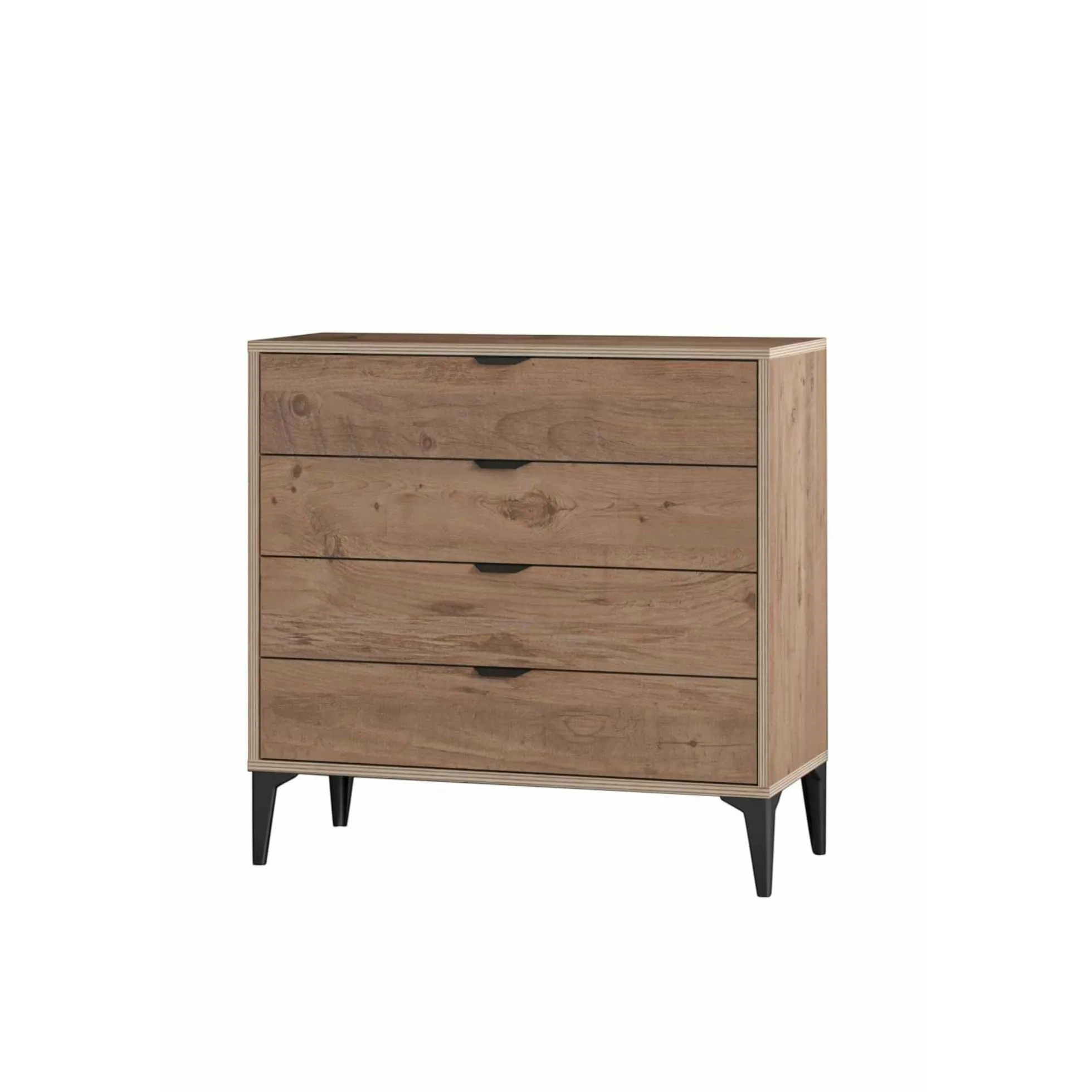 Commode 4 tiroirs décor pin moderne BYRON