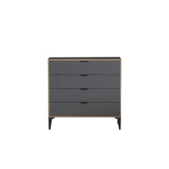 Commode 4 tiroirs gris foncé moderne BYRON