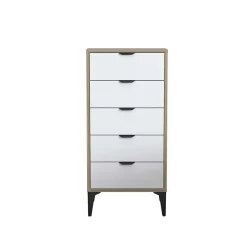 Commode étroite blanche 5 tiroirs BYRON