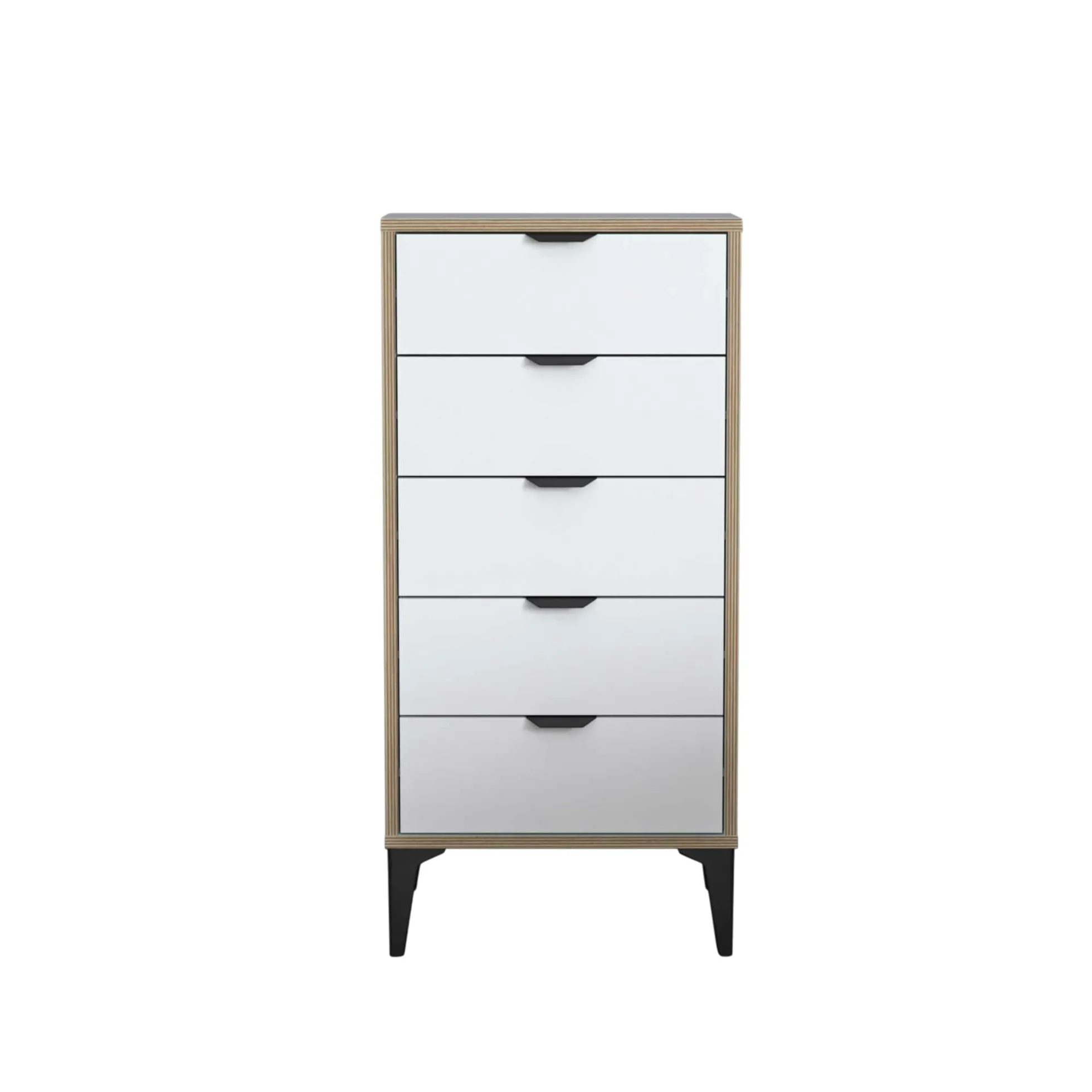 Commode étroite blanche 5 tiroirs BYRON