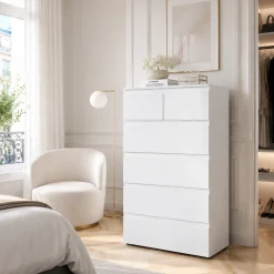 Commode étroite blanche 5 tiroirs ALVA