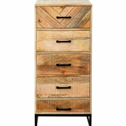 Commode étroite en bois de manguier 5 tiroirs BRIX