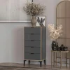 Commode étroite gris foncé 5 tiroirs BYRON