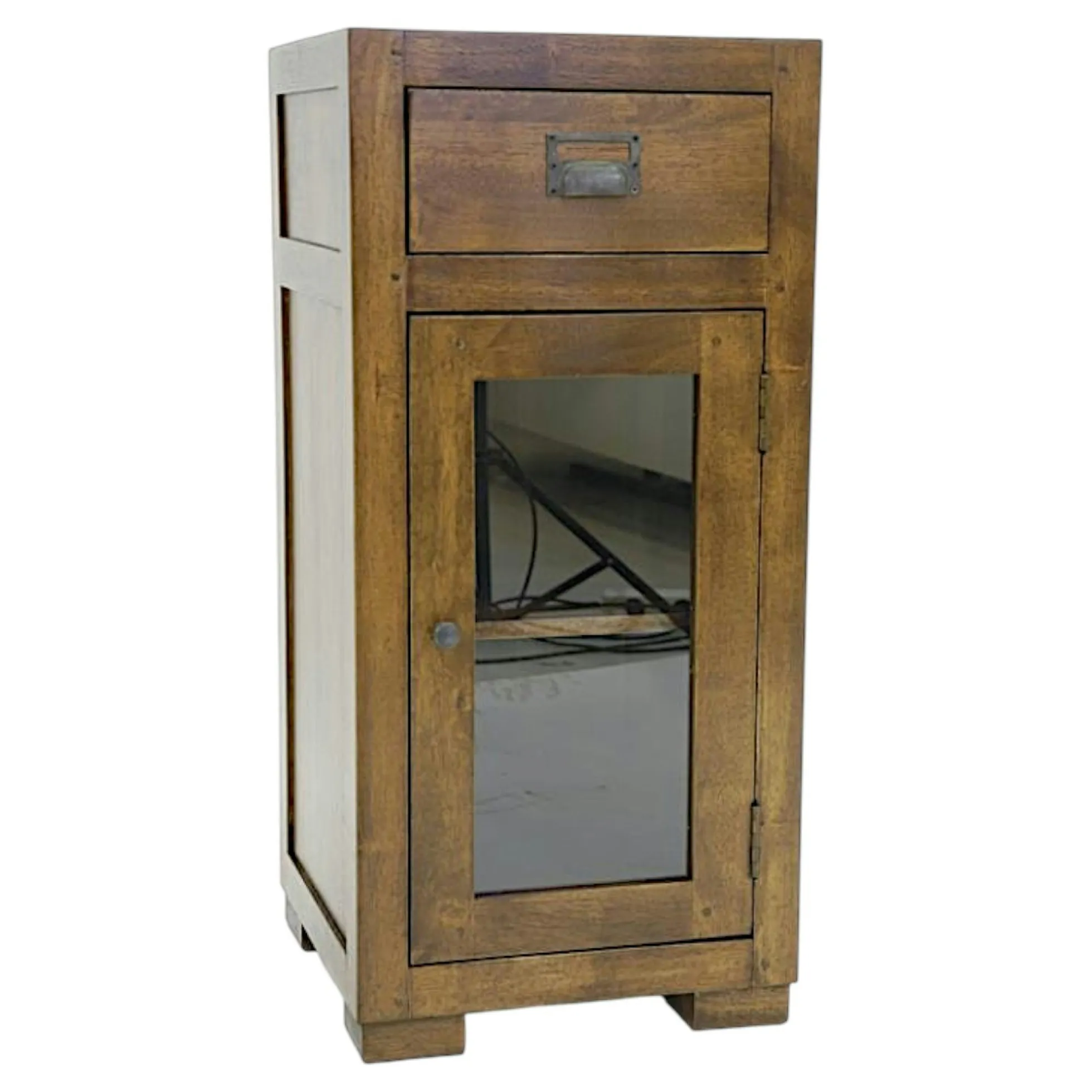 Confiturier 1 porte vitrée hévéa 40x40x86cm HELENA