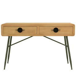 Console bois clair et pieds métal vert BAGAN